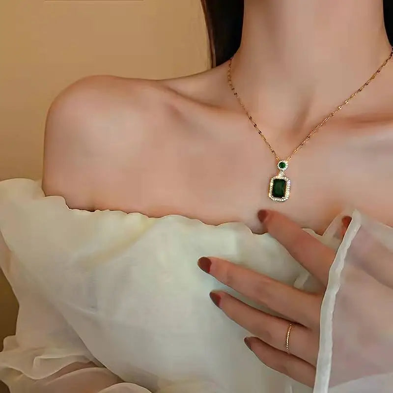 New Fashion Pendant Necklace Earring Stud Jewelry Set  Simple CZ Jewelry For Women Fine Jewelry