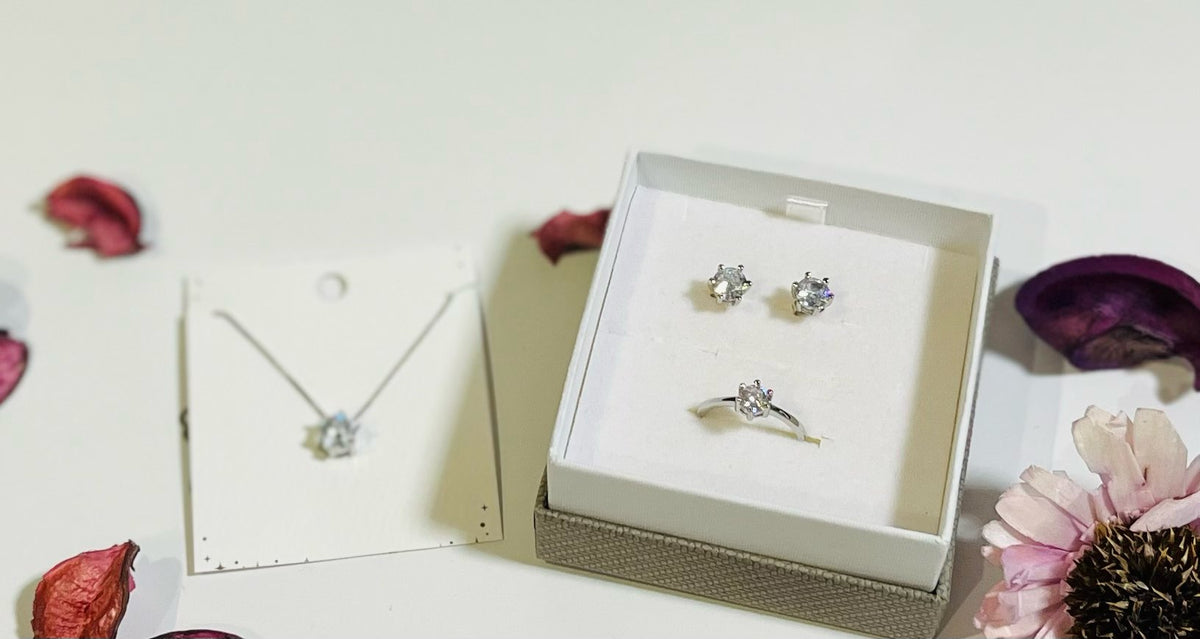 Necklace Earrings Ring Jewelry Set for Women Dazzling Zircon Necklace Jewelry
