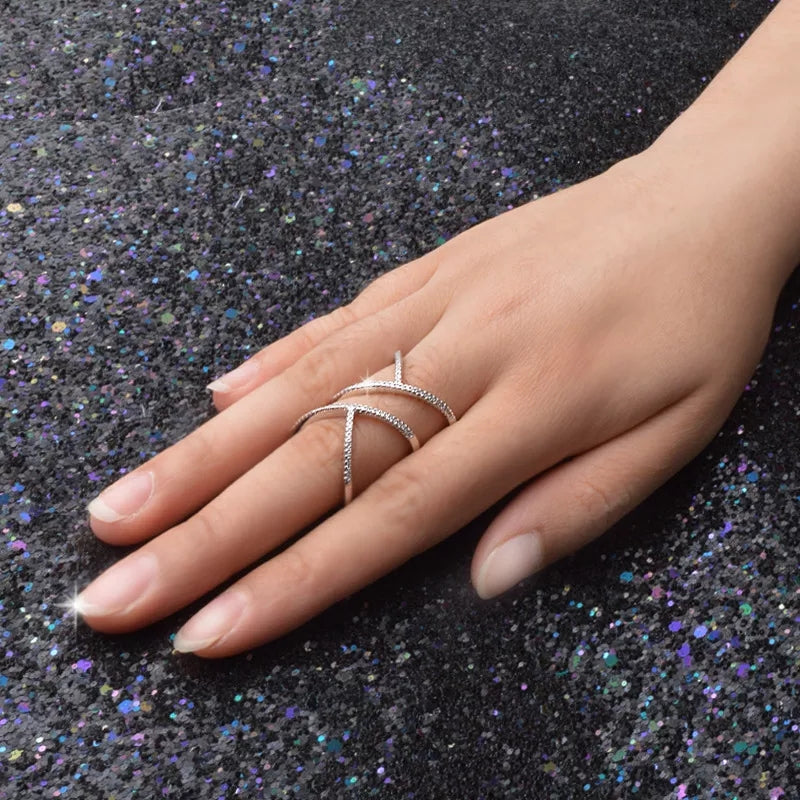 Multi layers  sparkling Zircon  ring