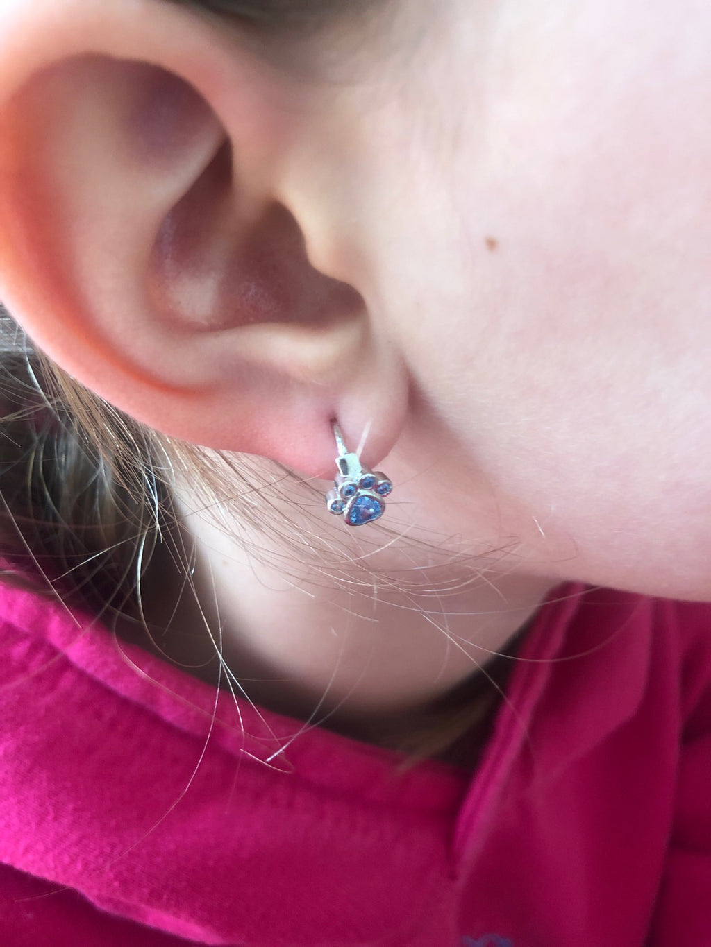 Earing  kitoo   blue Zircon  Platinum plated 925stamped