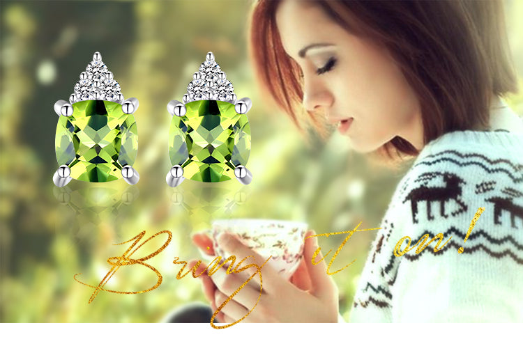Eco-friendly 925 sterling silver peridot earstuds