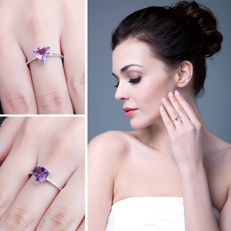Amethyst  genuine Gemstone certified 925sterlingsilver rings
