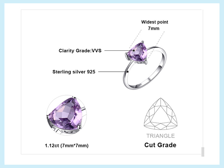 Amethyst  genuine Gemstone certified 925sterlingsilver rings