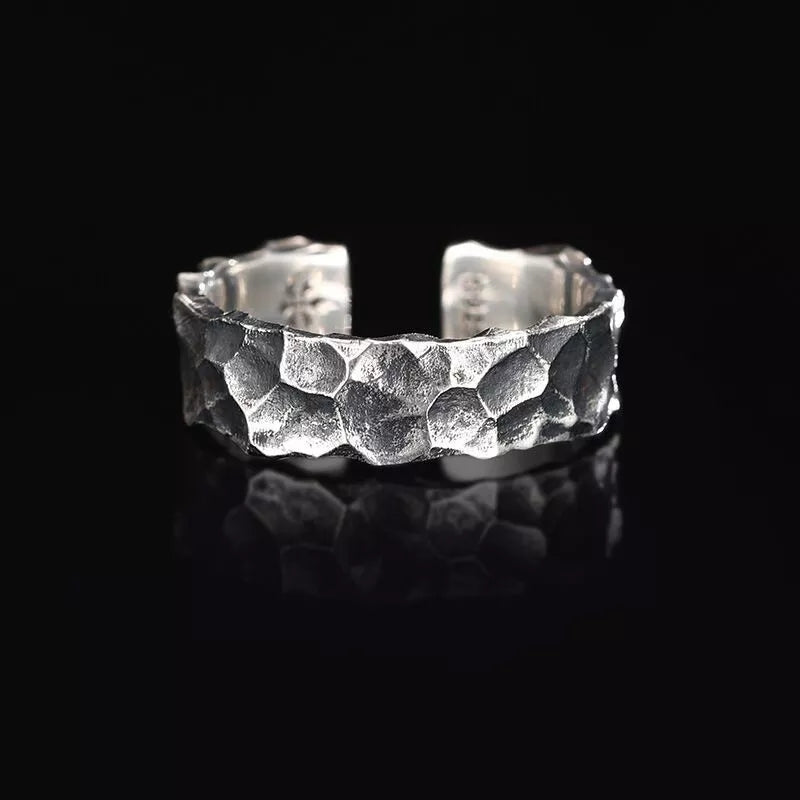 Ring set Platinum and black antique  look  open adjustable size
