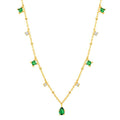 Silver And Gold Color Choker Necklace Exquisite Green Zircon Clavicle Chain Necklac
