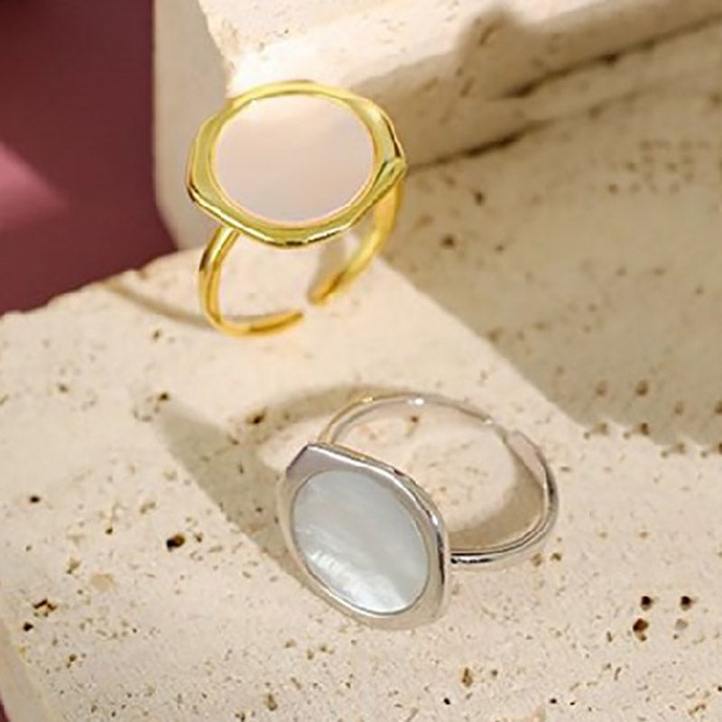 Ring set  shell  gold and platinum plated