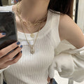 Multi Layer Necklace 925 Sterling Silver Electro Gold Plated