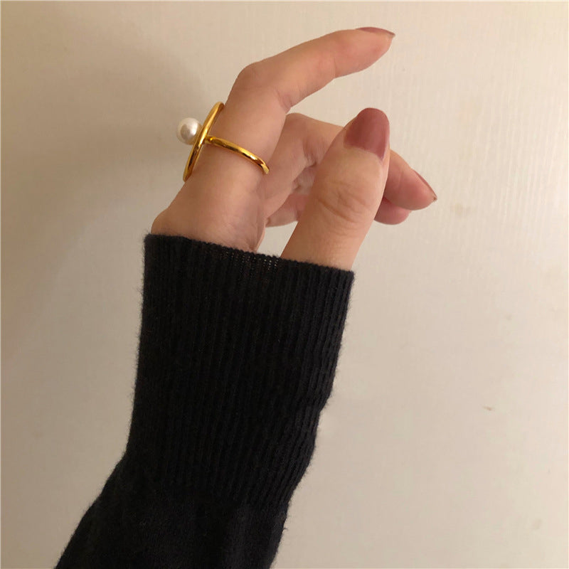 Gold Color Finger Rings INS Fashion France Gold Plated Creative Geometric Elegant Party Jewelry Gifts for Women