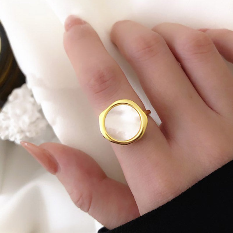 Ring set  shell  gold and platinum plated