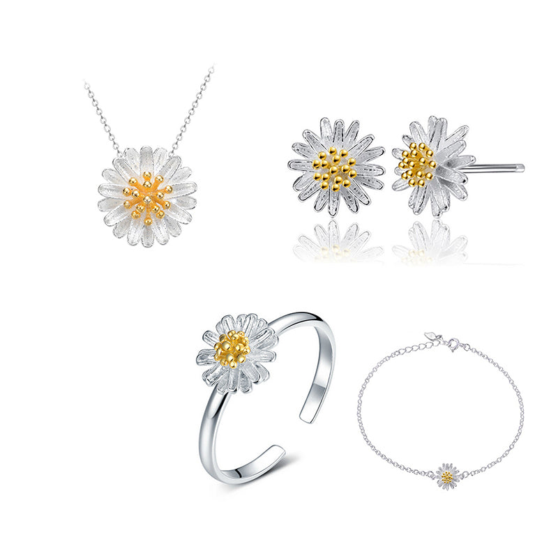 Yellow Daisy Sweet Romantic Style Jewelry Sets For Girls Birthday Gifts Prevent Allergy VE+VN+VR+VB