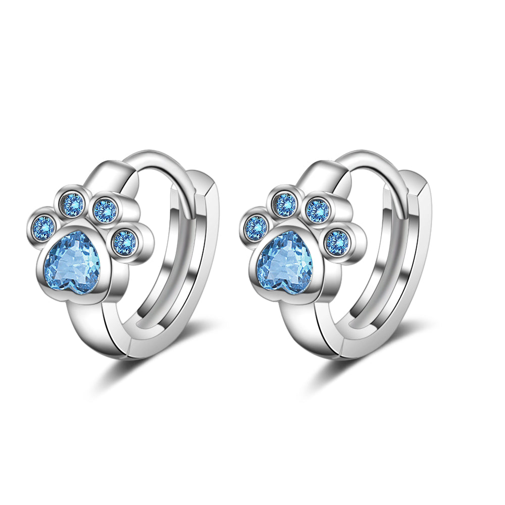 Earing  kitoo   blue Zircon  Platinum plated 925stamped