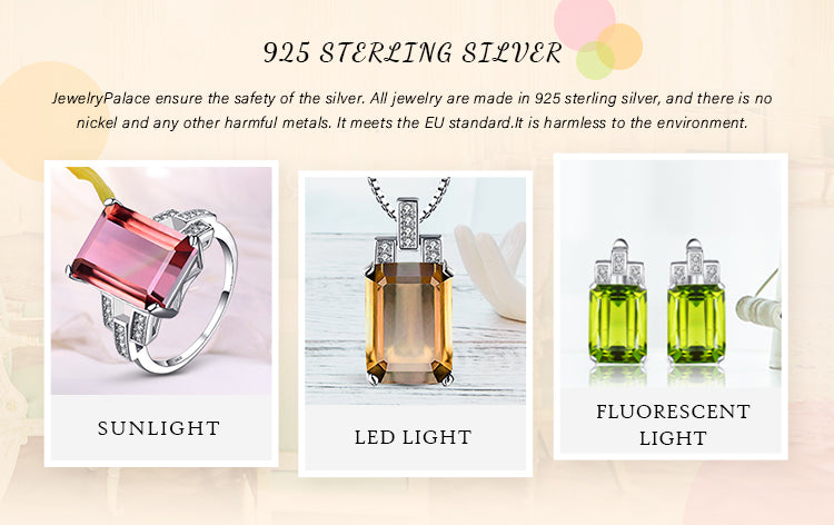 Emerald Cut Simulated Diaspore Pendant Necklace Earrings 925 Sterling Silver Jewelry Set