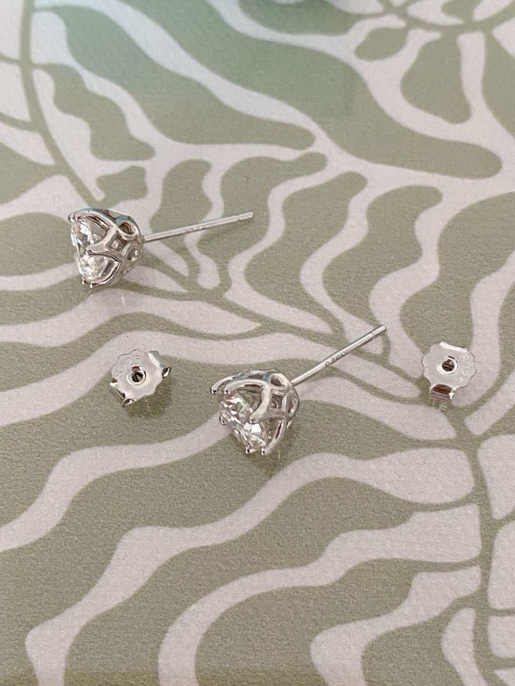 925 Sterling Silver D Color Moissanite Stud Certified