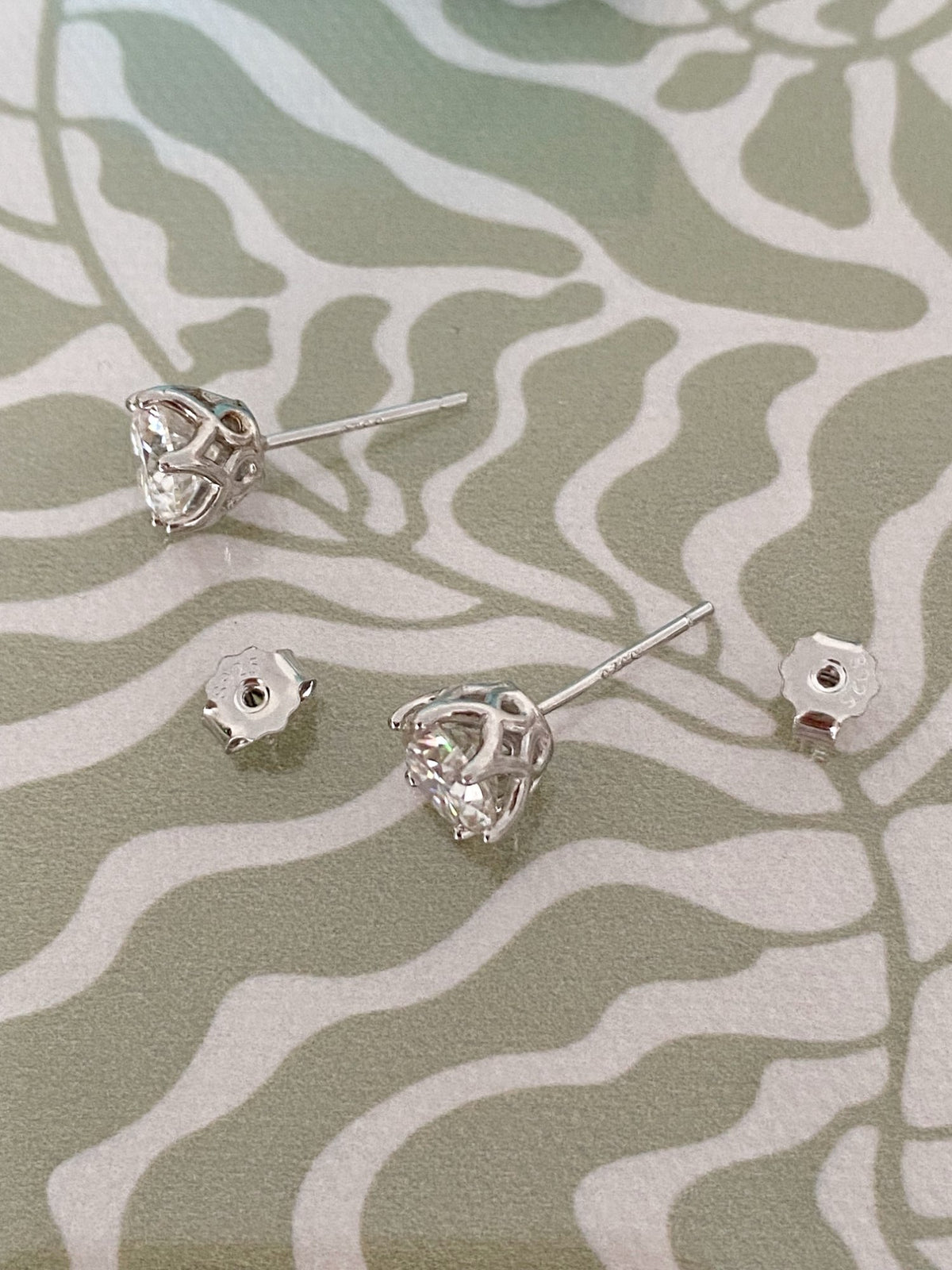 925 Sterling Silver D Color Moissanite Stud Certified