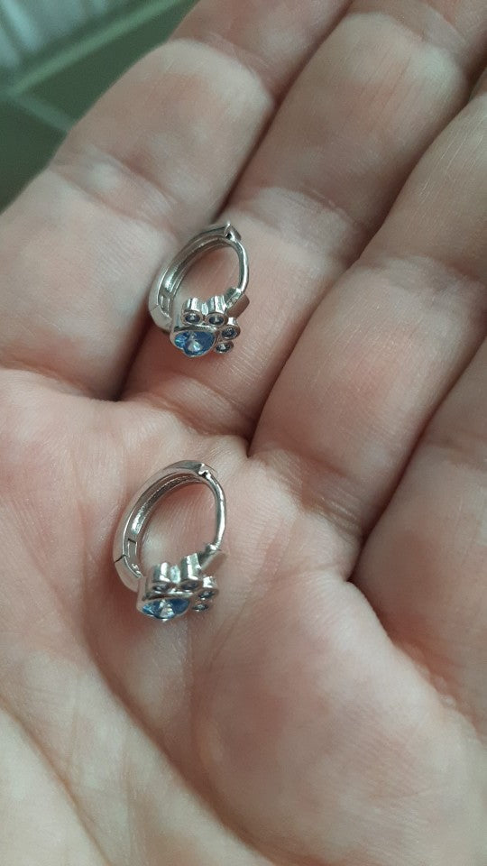 Earing  kitoo   blue Zircon  Platinum plated 925stamped