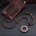 Extra Long 40-Inch Wood & Stone Necklace | Natural Boho Jewelry