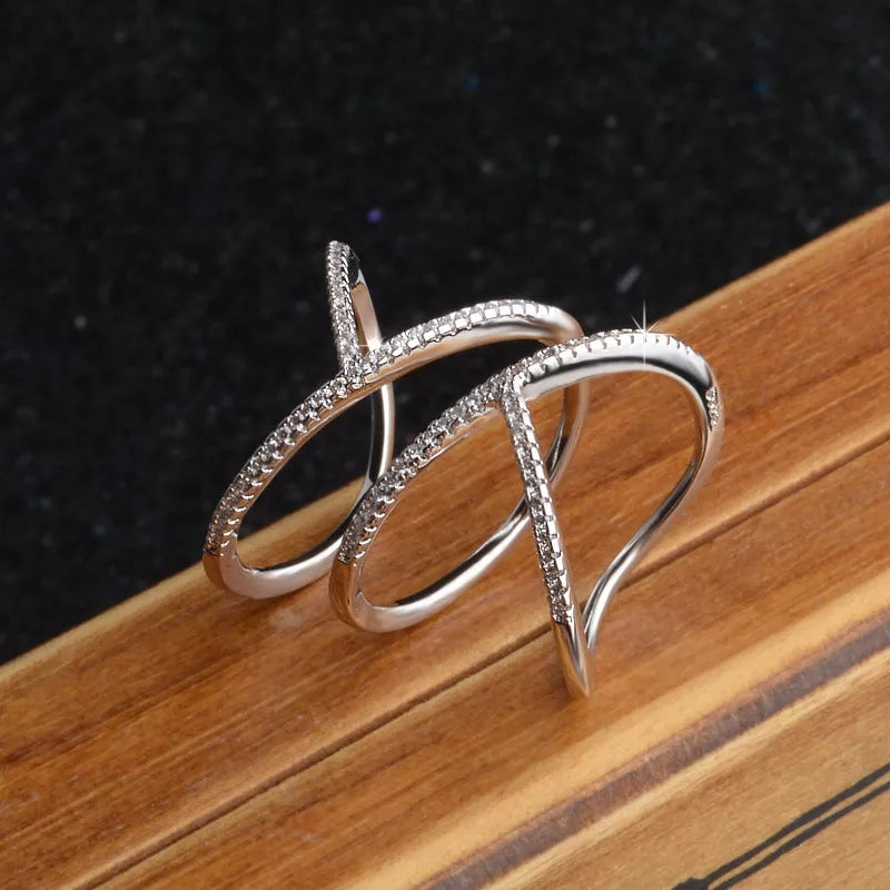 Multi layers  sparkling Zircon  ring