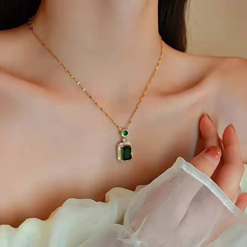 New Fashion Pendant Necklace Earring Stud Jewelry Set  Simple CZ Jewelry For Women Fine Jewelry