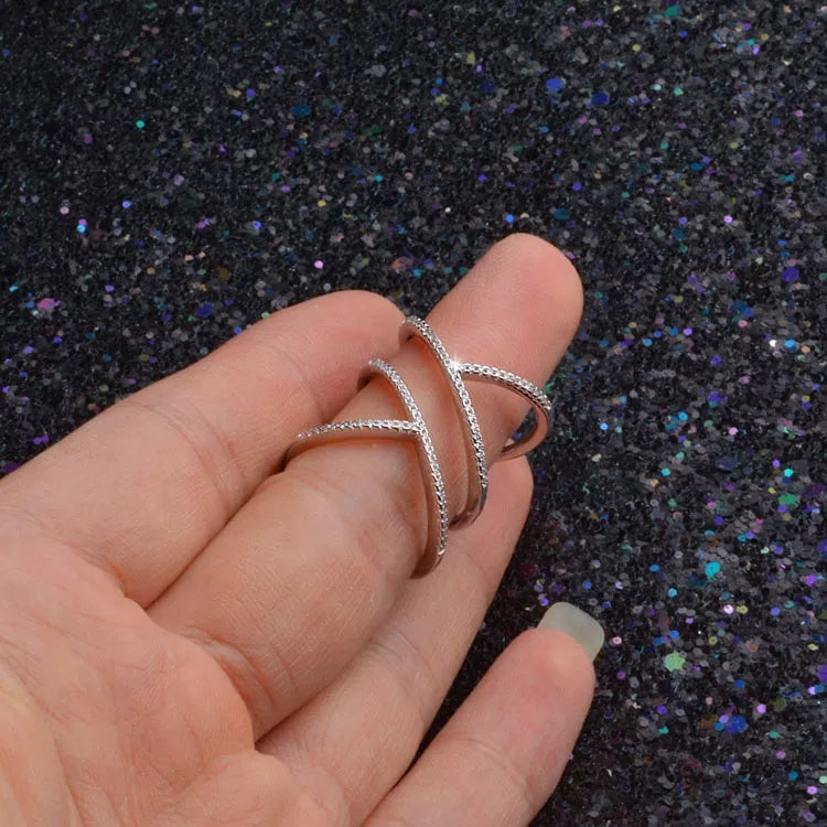 Multi layers  sparkling Zircon  ring