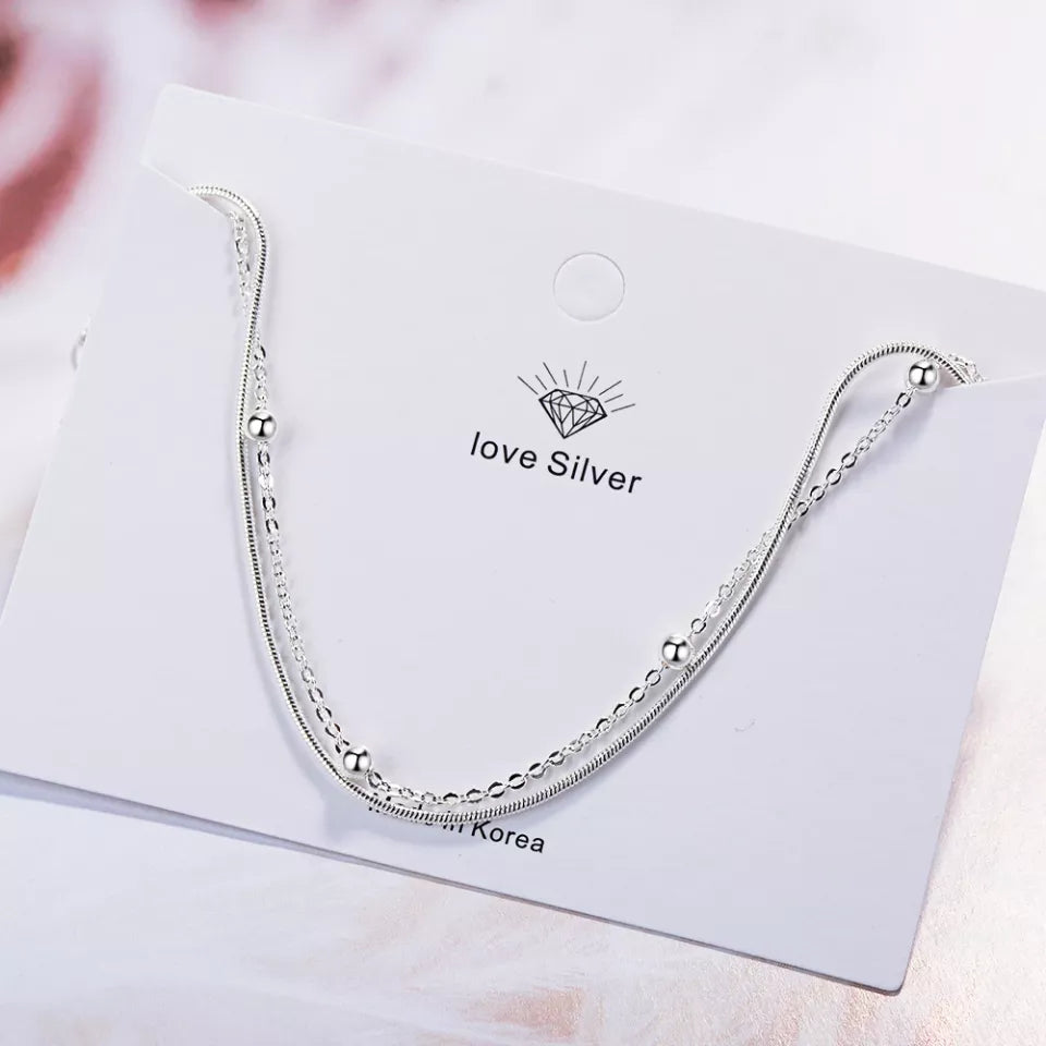 Braclet  Double layers platinum plated 925stamped Adjustable size