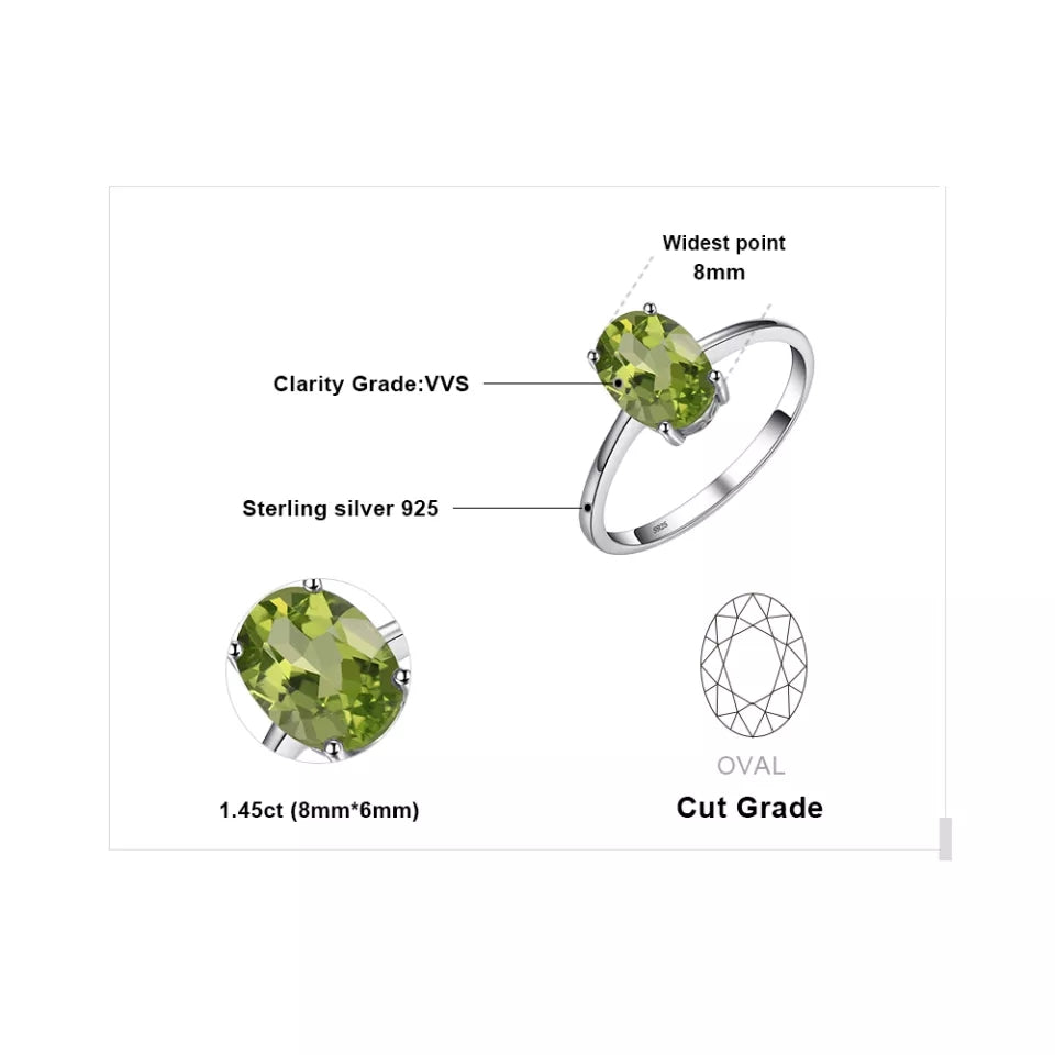 Natural  Peridot  925 Sterling Silver Ring Earring Pendant Necklace Jewelry Set