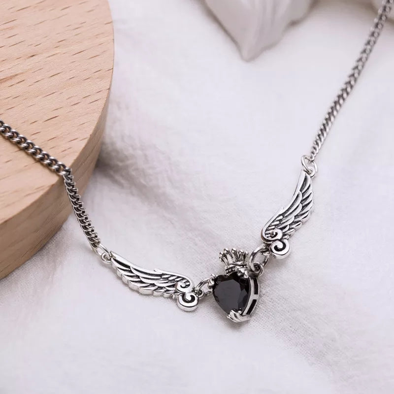 Necklace  balck Zircon  Platinum plated