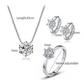 Silver Color Wedding Necklace Earrings Ring Jewelry Set for Women Dazzling Zircon Necklace Jewelry Anniversary Gift