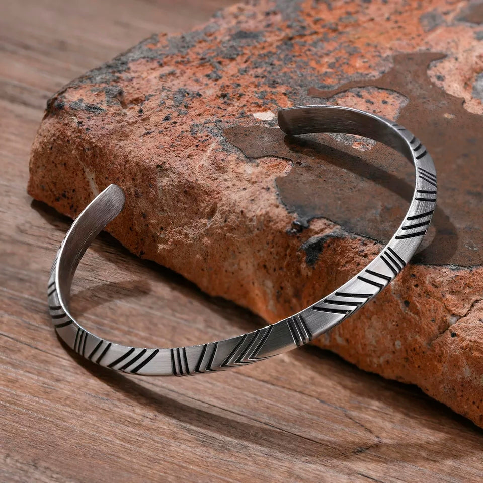 Vintage Norse Viking Cuff Bangle for Men, Stainless Steel Tribal Arrow Almut  Bracelet,Rock Punk