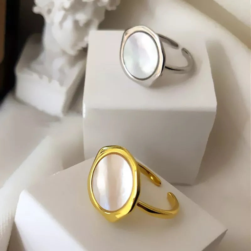 Ring set  shell  gold and platinum plated