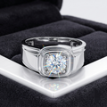 Certified 1 Carat Moissanite Men's Ring – 925 Sterling Silver | 6.5mm | Diamond Alternative