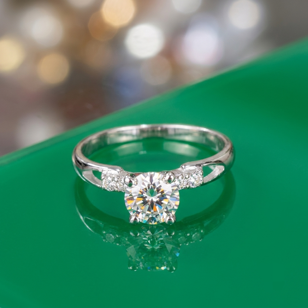 Certified GRA Moissanite Ring – 1 Carat D Color | 925 Sterling Silver