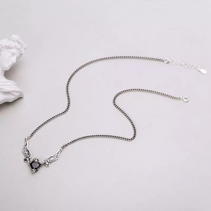 Necklace  balck Zircon  Platinum plated