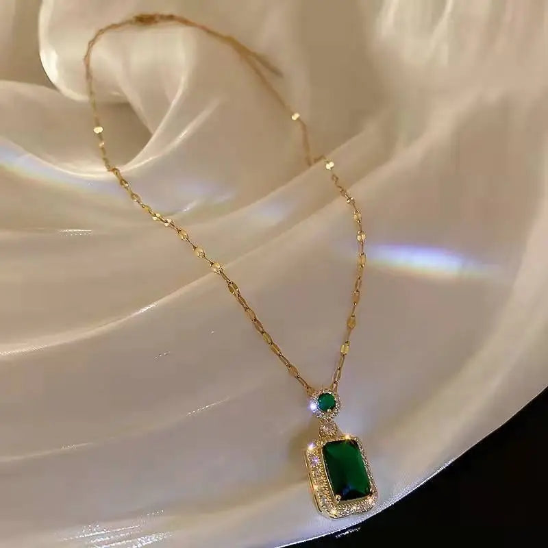 New Fashion Pendant Necklace Earring Stud Jewelry Set  Simple CZ Jewelry For Women Fine Jewelry