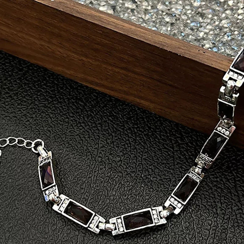 Vintage Handmade Zircons Chain Bracelet for Women Couples New Trendy Design Simple Geometric Party Jewelry Accessories
