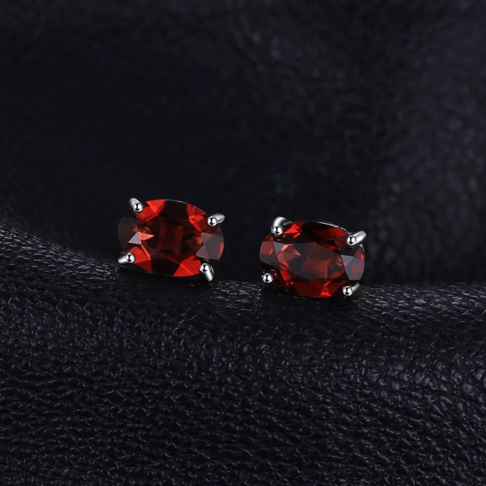 Natural  Garnet  925 Sterling Silver Ring Earring Pendant Necklace Jewelry Set