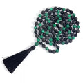 Malachite Black Aqeeq Lava Stone Beaded Necklace 100 Beads Knotted