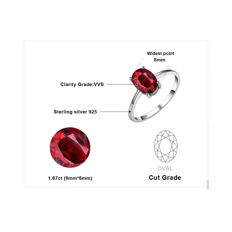 Natural  Garnet  925 Sterling Silver Ring Earring Pendant Necklace Jewelry Set