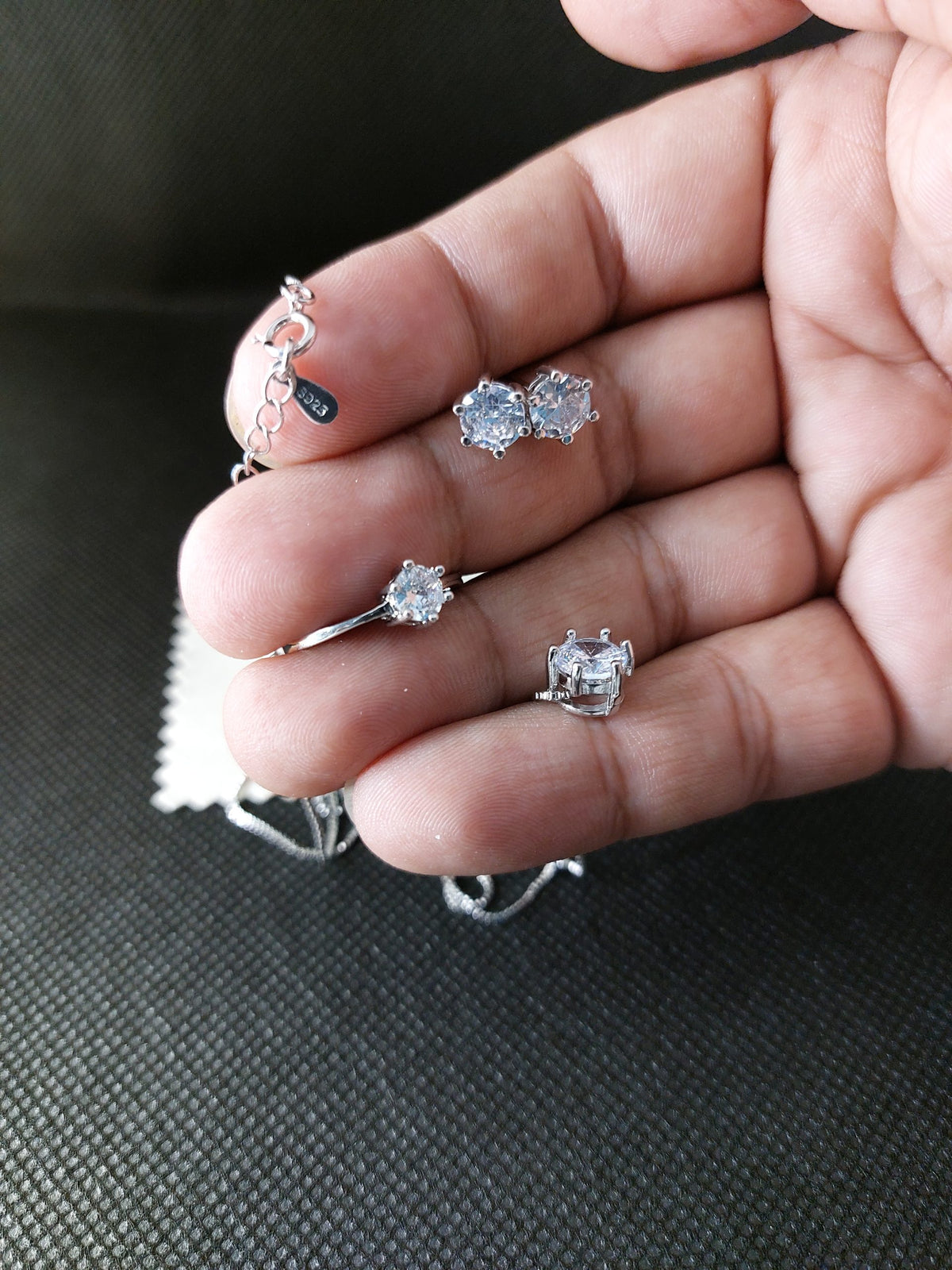 Necklace Earrings Ring Jewelry Set for Women Dazzling Zircon Necklace Jewelry