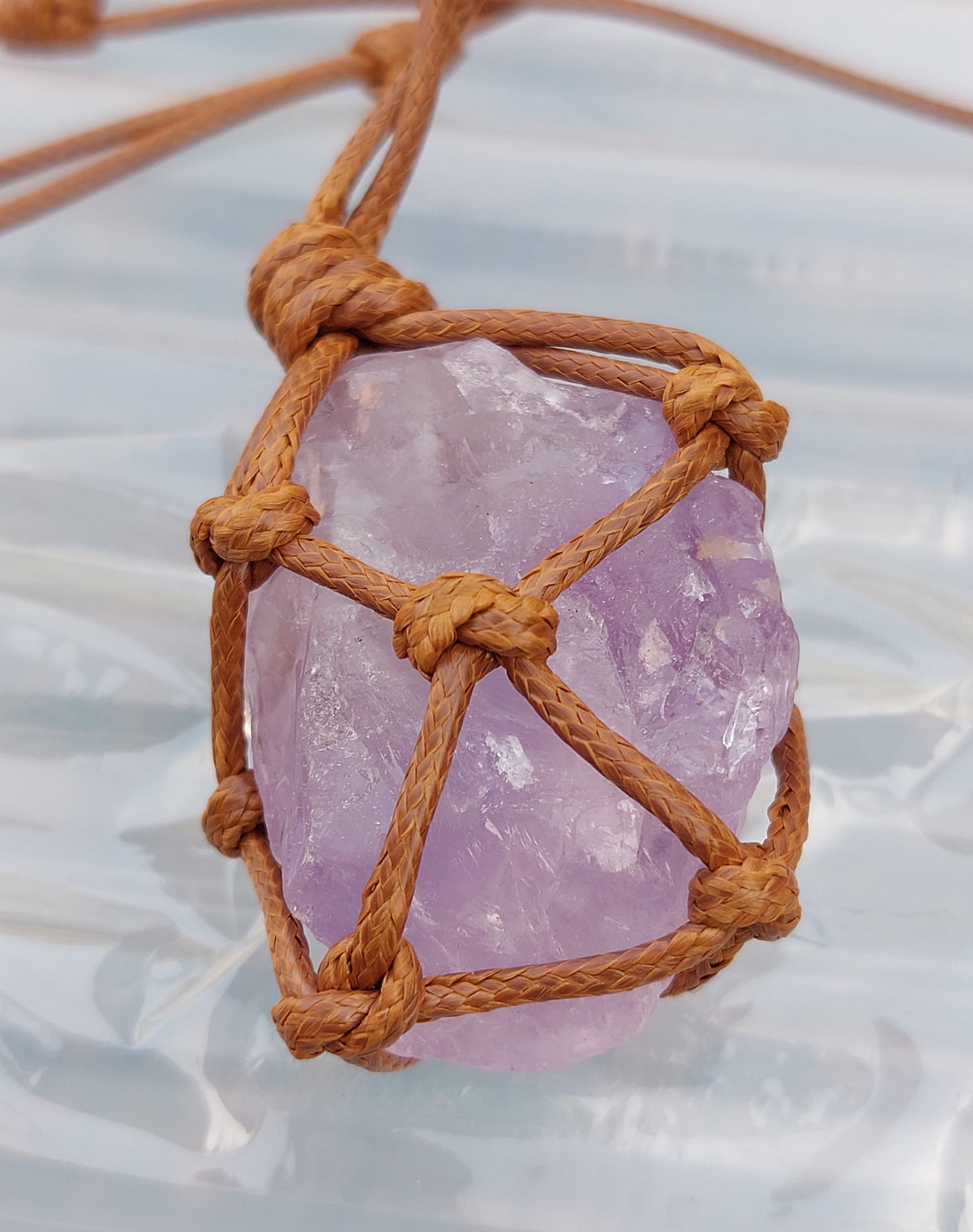 AMETHYS  NATUTAL GEMSTONE   PENDANT NECKLACE  ADJUSTABLE LENGTH