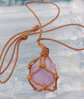 AMETHYS  NATUTAL GEMSTONE   PENDANT NECKLACE  ADJUSTABLE LENGTH