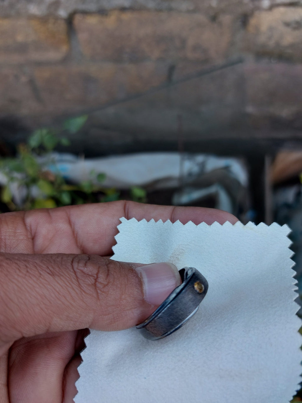 saphire  pukhraj  Genuine  gemstone  chandi ring Black oxidized