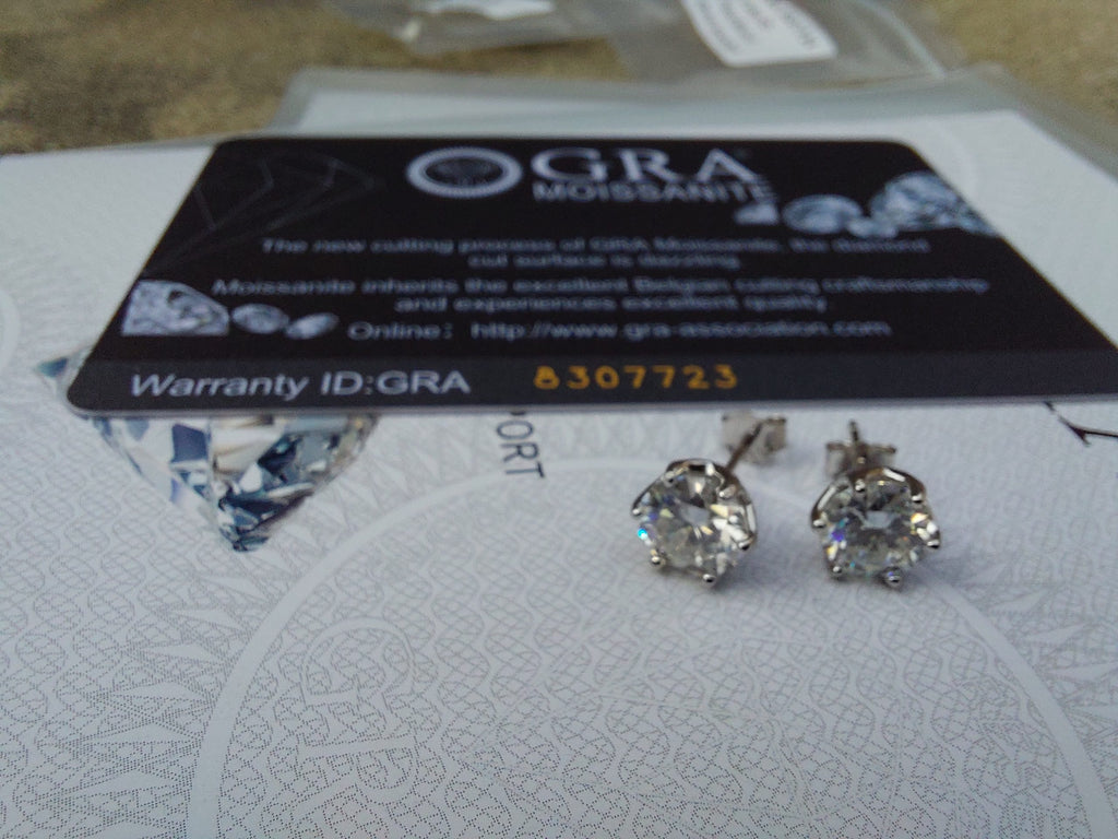 925 Sterling Silver D Color Moissanite Stud Certified
