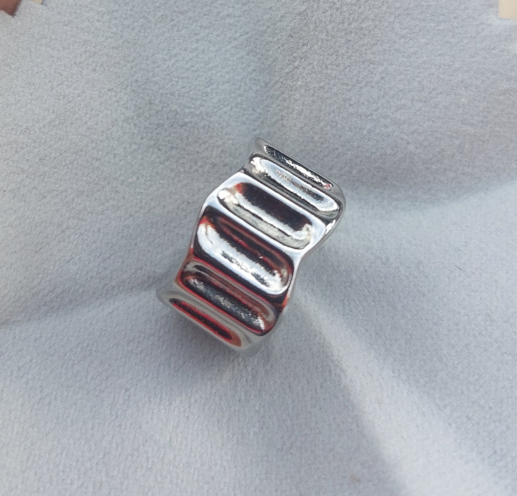 Curved Solid Wide Ring Adjustable Size – 925 Sterling Silver