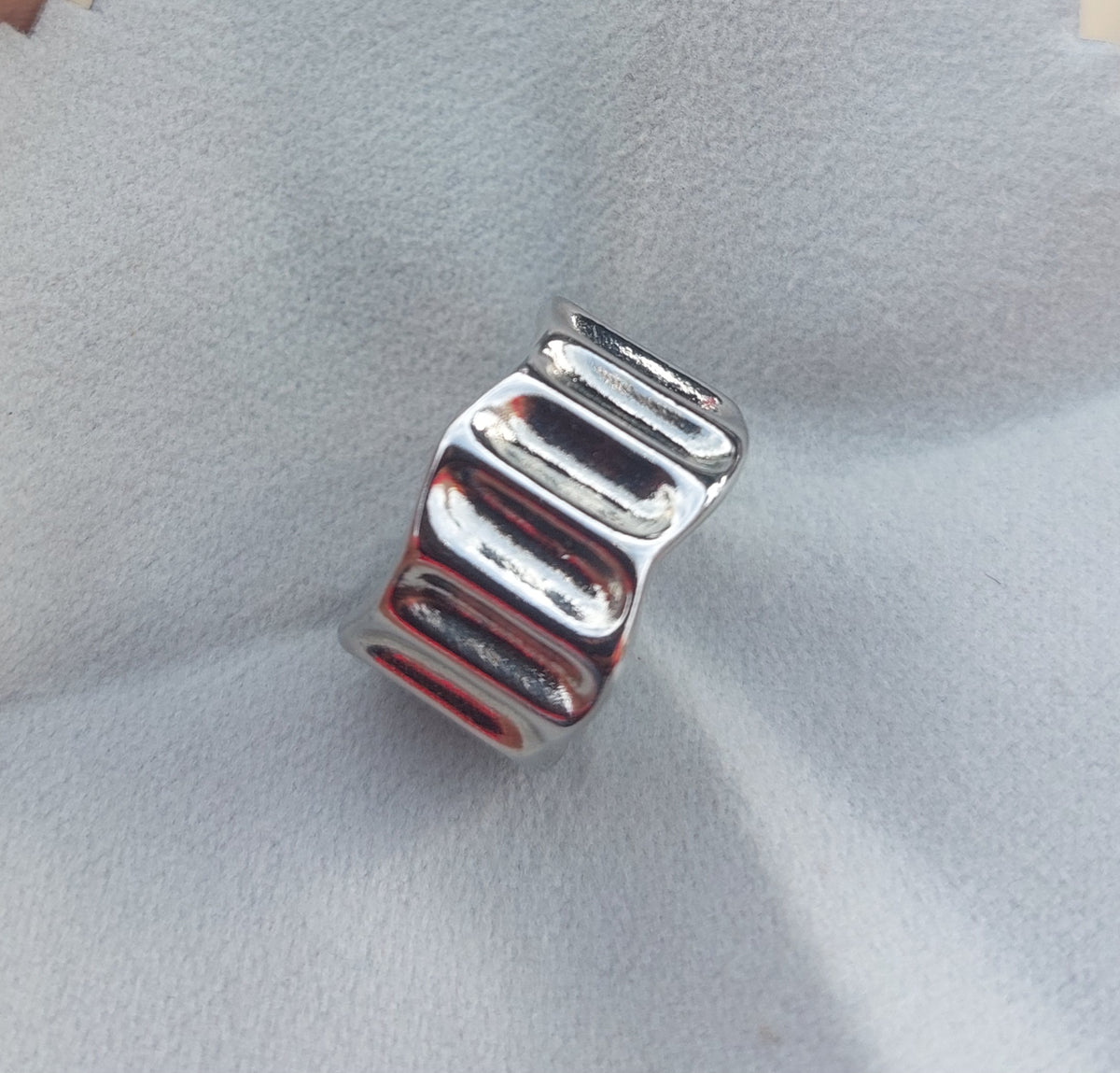 Curved Solid Wide Ring Adjustable Size – 925 Sterling Silver