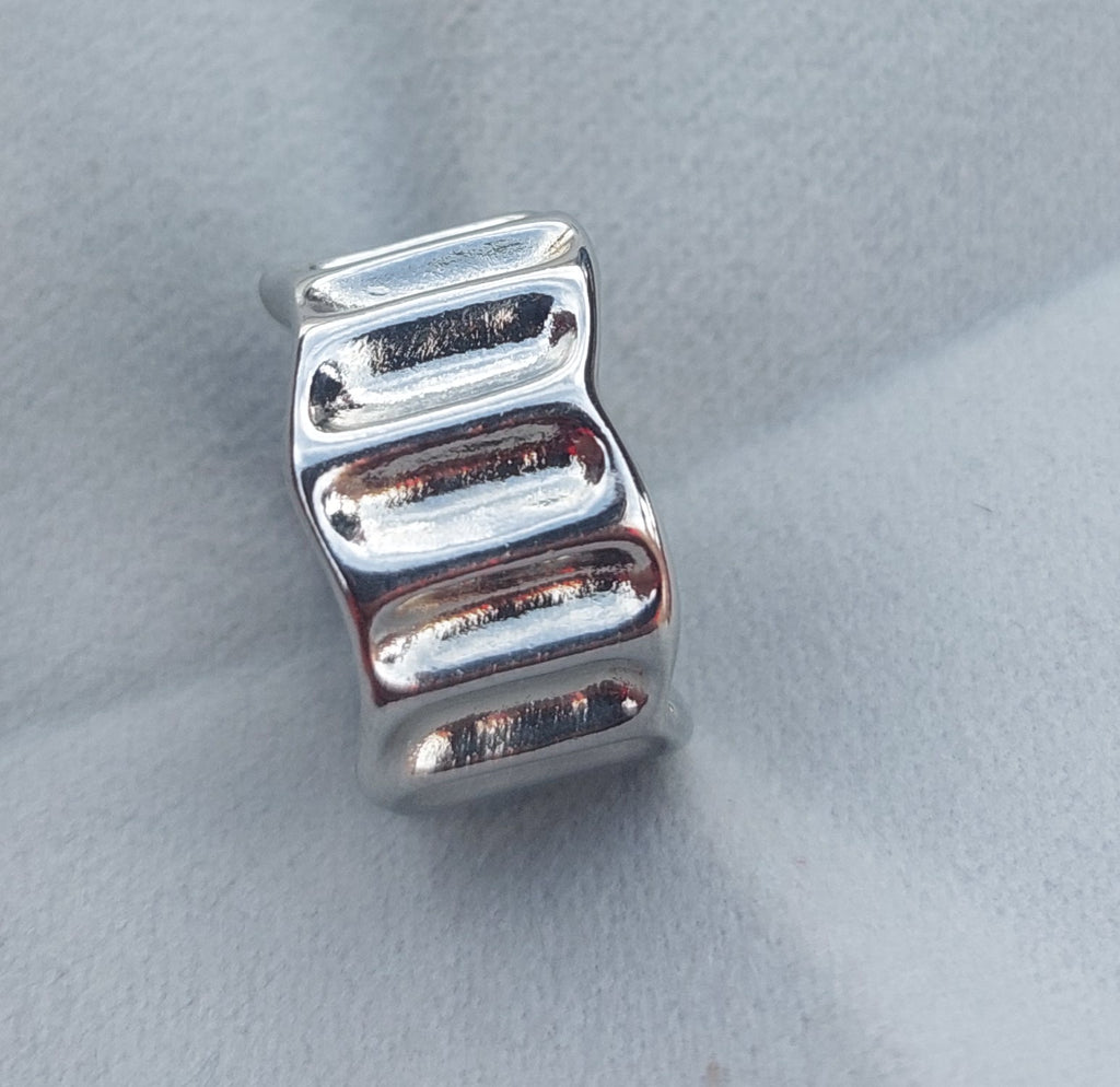 Curved Solid Wide Ring Adjustable Size – 925 Sterling Silver