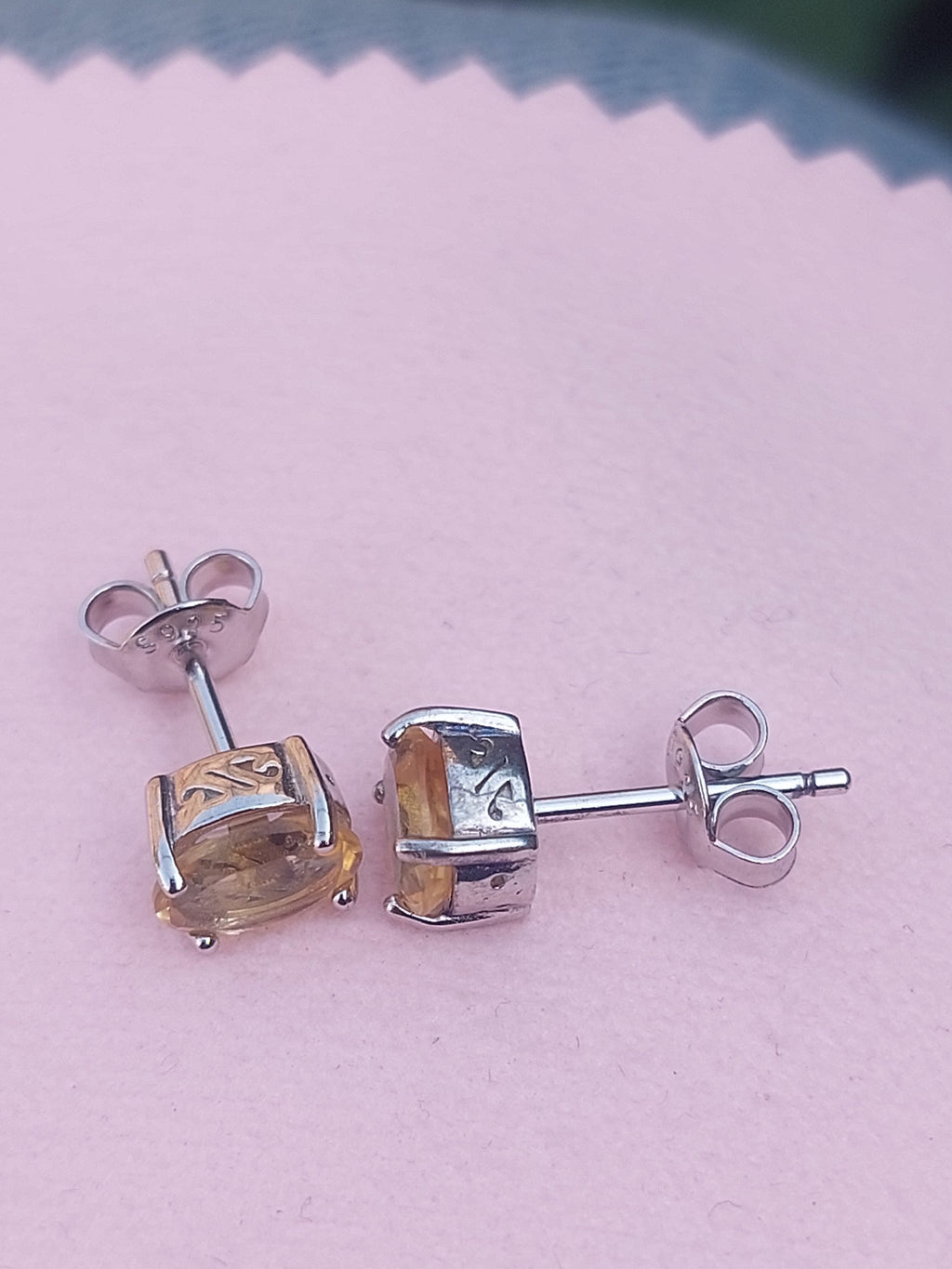 Citrine Earstuds 925 Sterling Silver – Genuine Gemstone