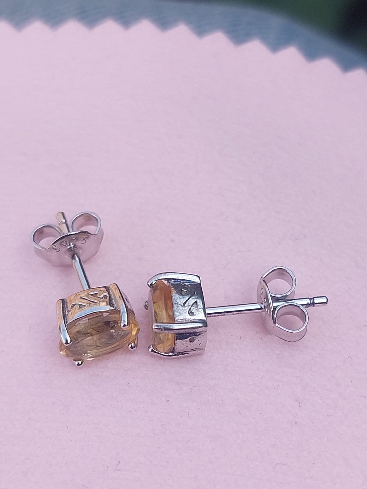 Citrine Earstuds 925 Sterling Silver – Genuine Gemstone