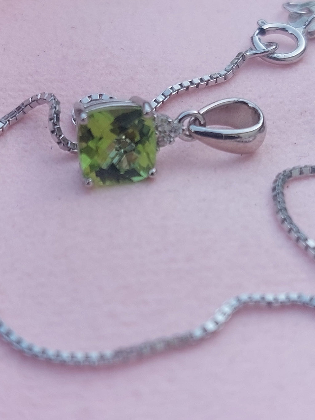 Peridot Genuine Gemstone Necklace – 925 Sterling Silver Pendant