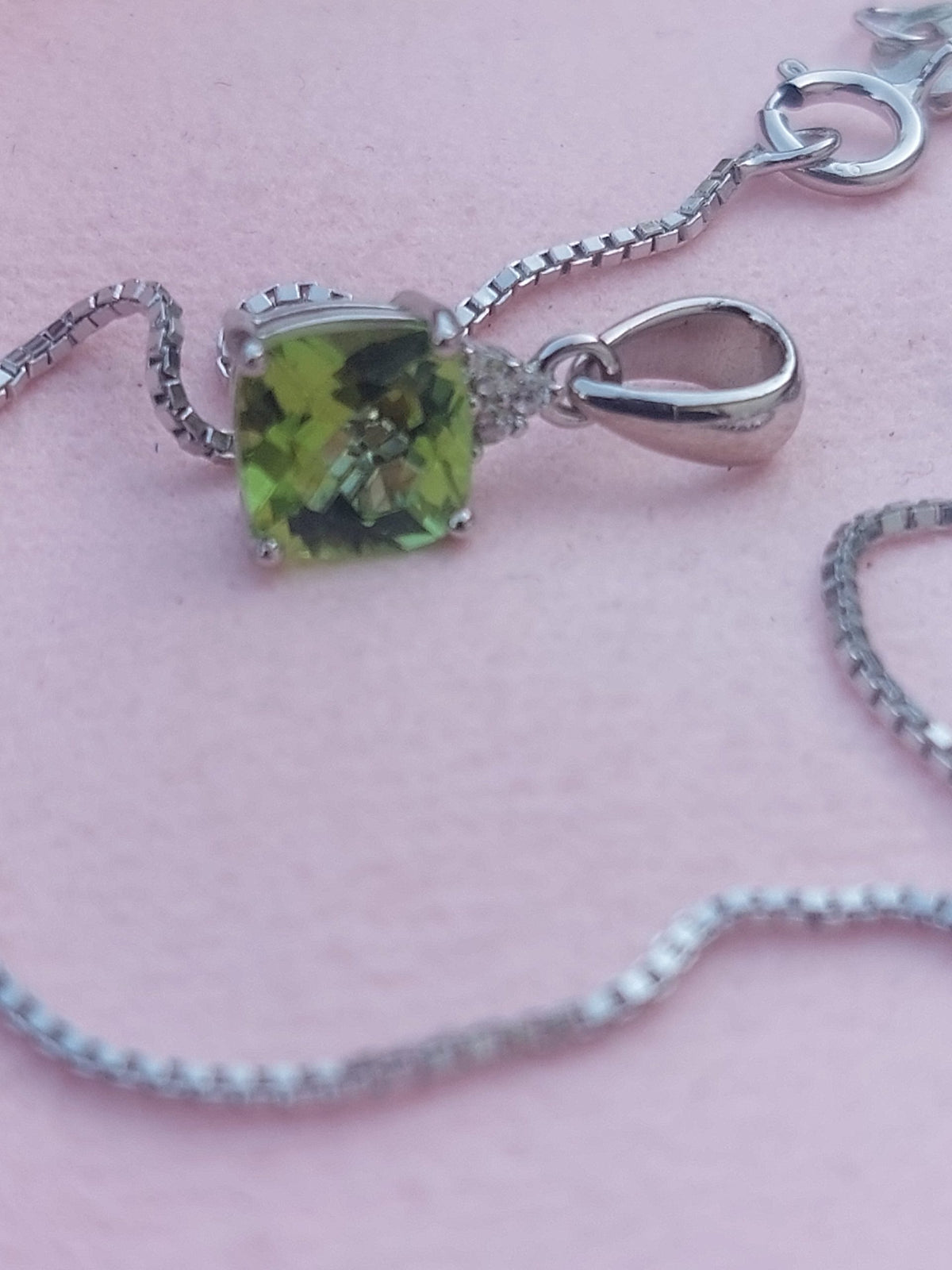 Peridot Genuine Gemstone Necklace – 925 Sterling Silver Pendant
