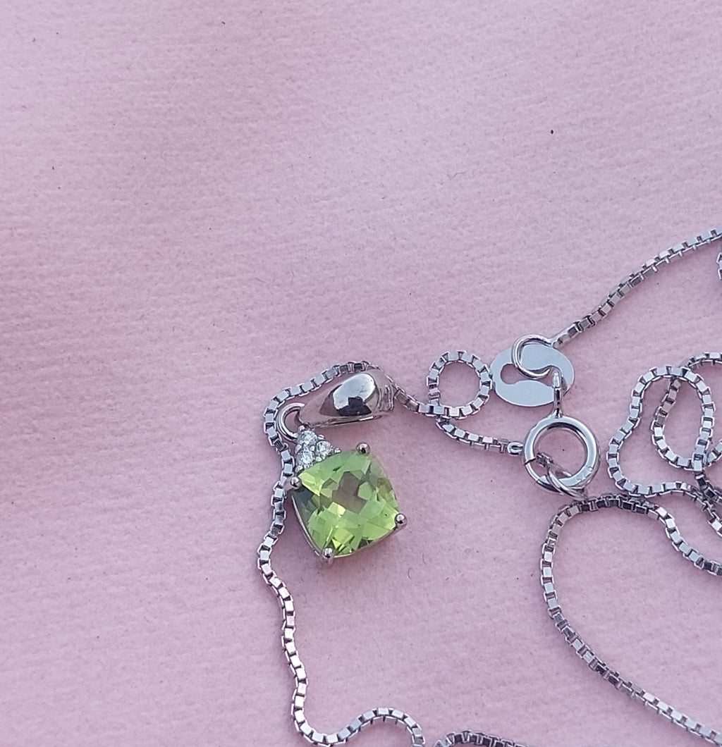 Peridot Genuine Gemstone Necklace – 925 Sterling Silver Pendant